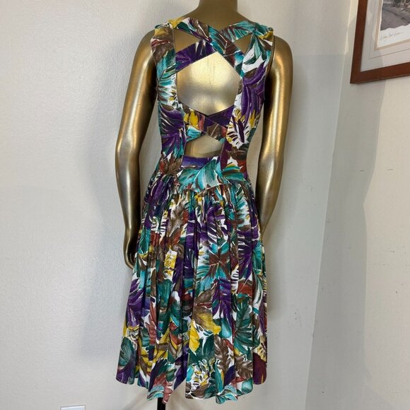 Vintage FLORAL SUNDRESS Womens Geary Roark for Kamisato 1980s Size 4 Strappy - Picture 3 of 12